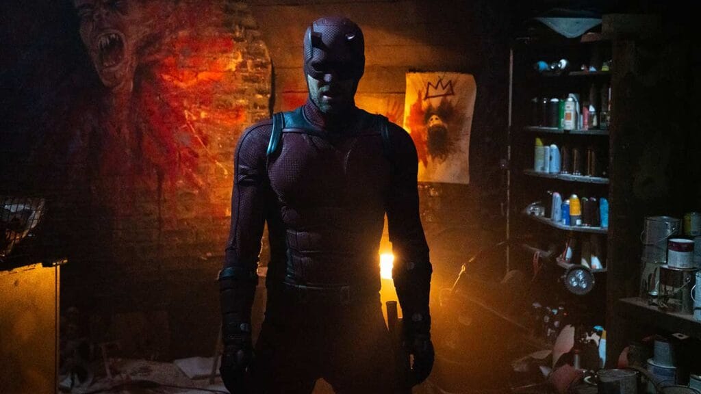 Daredevil en la guarida del villano Muse en Daredevil: Born Again