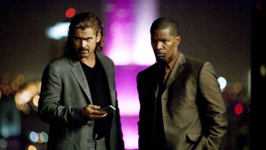 Colin Farrell y Jamie Foxx en la película Corrupción en Miami