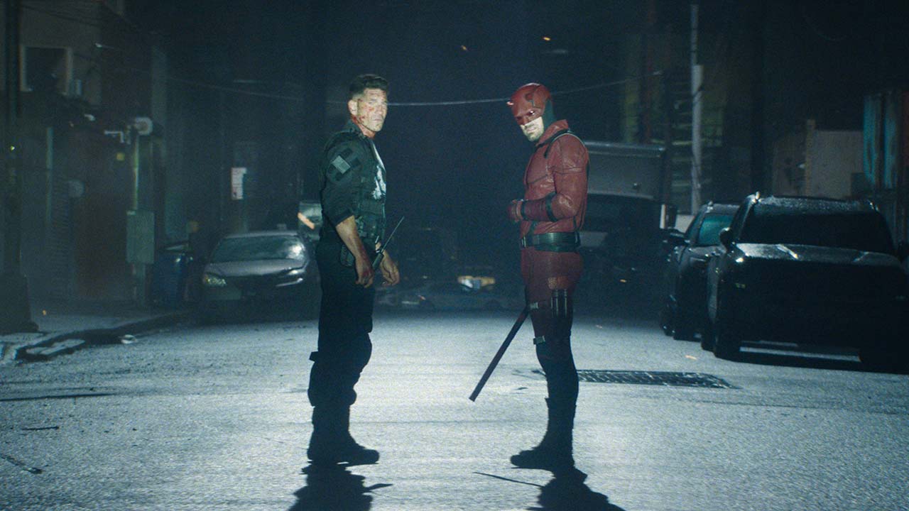 Jon Bernthal como Frank Castle y Charlie Cox como Matt Murdock en Daredevil: Born Again