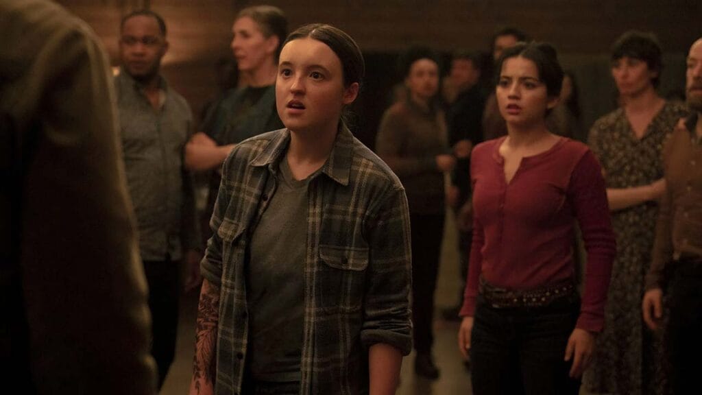 Bella Ramsey como Ellie e Isabela Merced como Dina en la temporada 2 de The Last of Us