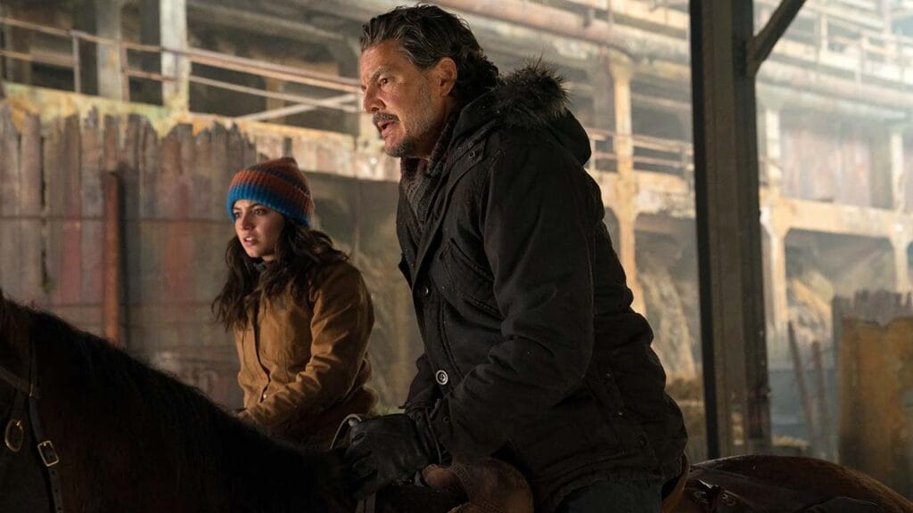 Isabela Merced como Dina y Pedro Pascal como Joel en The Last of Us