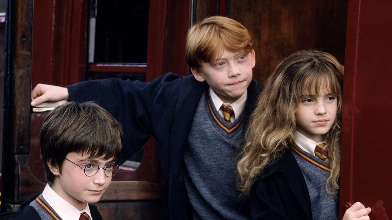 Daniel Radcliffe, Rupert Grint y Emma Watson en Harry Potter y la Piedra Filosofal