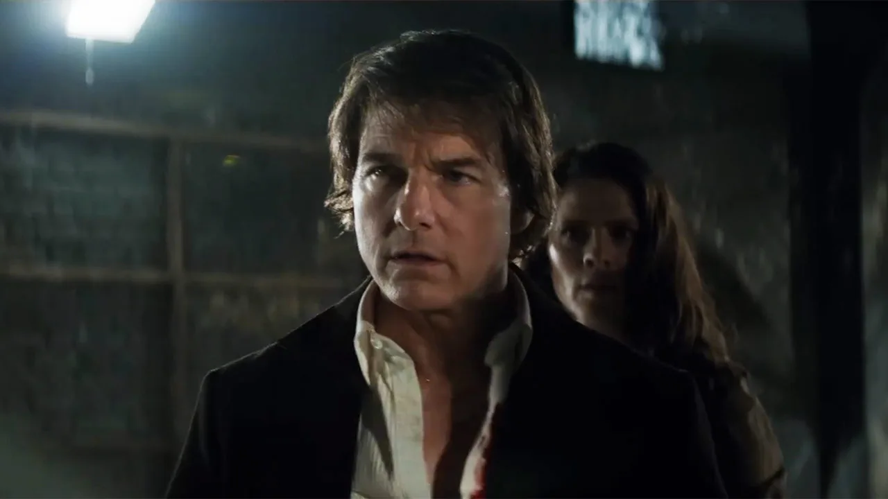 Tom Cruise como Ethsn Hunt en Misión: Imposible – Sentencia Final
