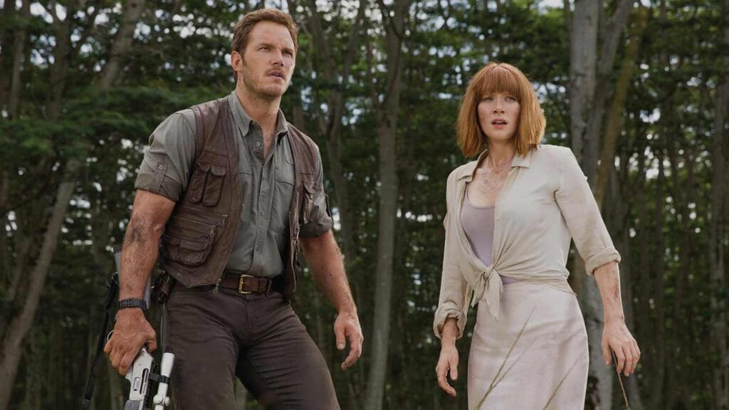 Chris Pratt y Bryce Dallas Howard en Jurassic World