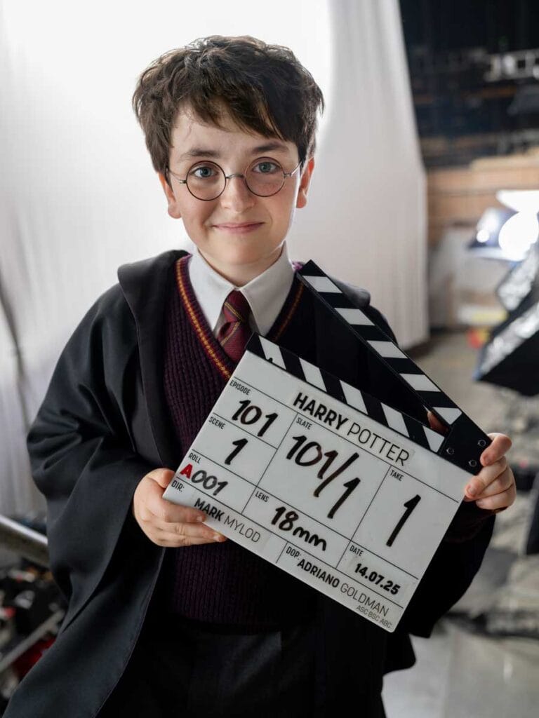 Dominic McLaughlin en el primer día de rodaje de la serie Harry Potter