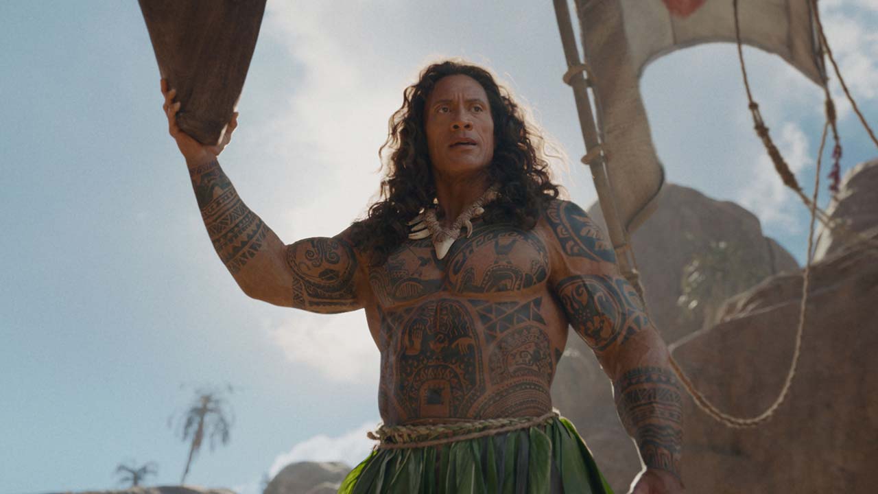 Aspecto de Dwayne Johnson como Maui en la película de acción real de Vaiana